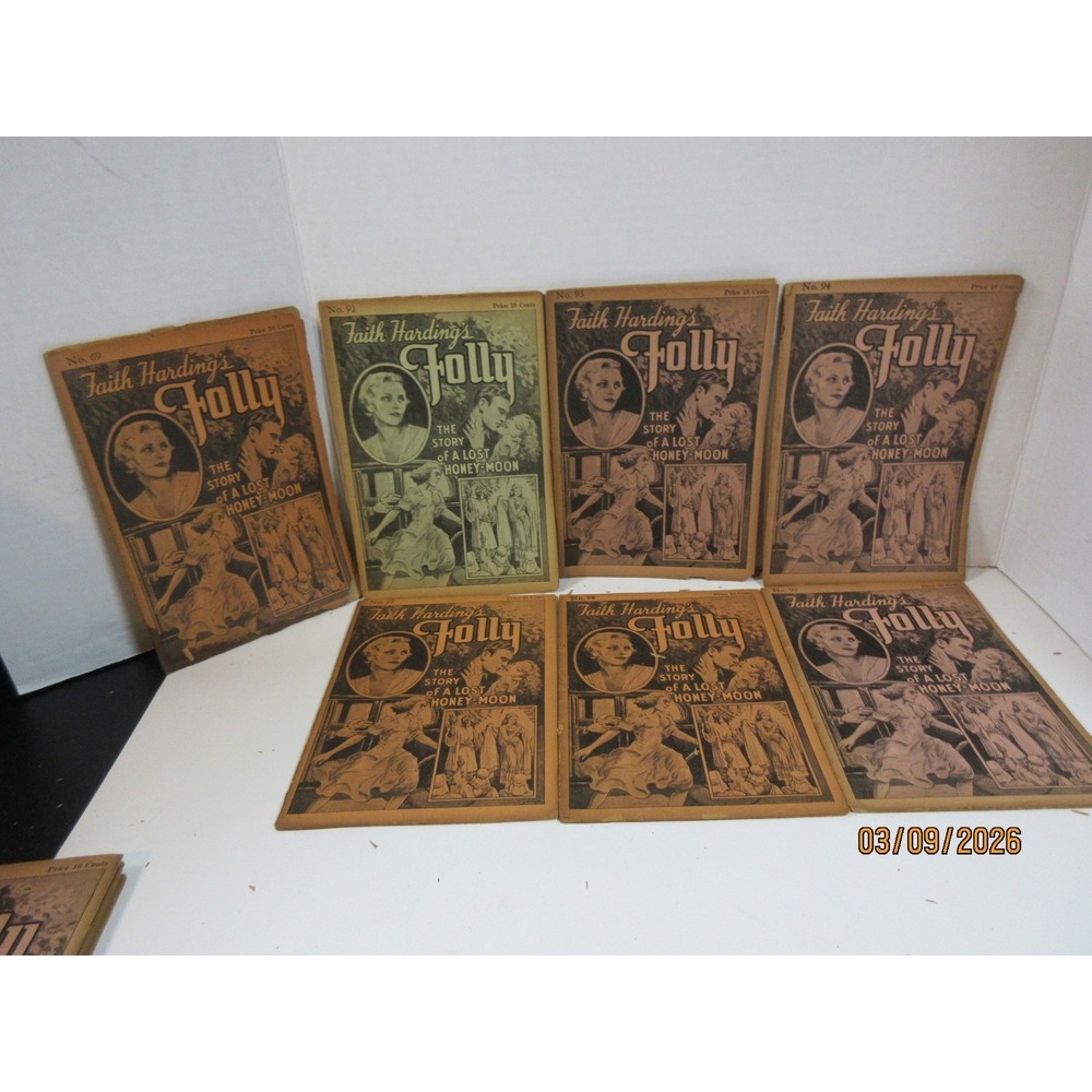 7 Vintage Faith Harding's Folly Barclay & Co Pulp Fiction Booklets 1936 69-99